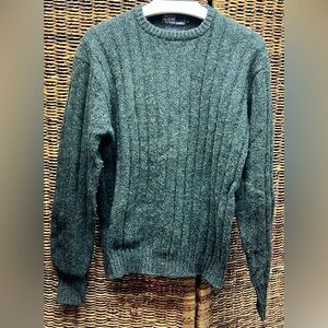 Polo Ralph Lauren- Forest Green Crewneck Sweater, 100% Wool, small hole-shoulder